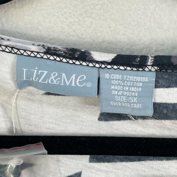 NEW Liz & Me Womens Plus 5X Shirt Long Sleeve Sequins Graphic Print Top - Picture 3 of 11